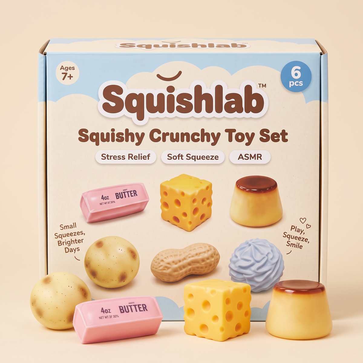 Squishlab 6-piece box with all six squishies